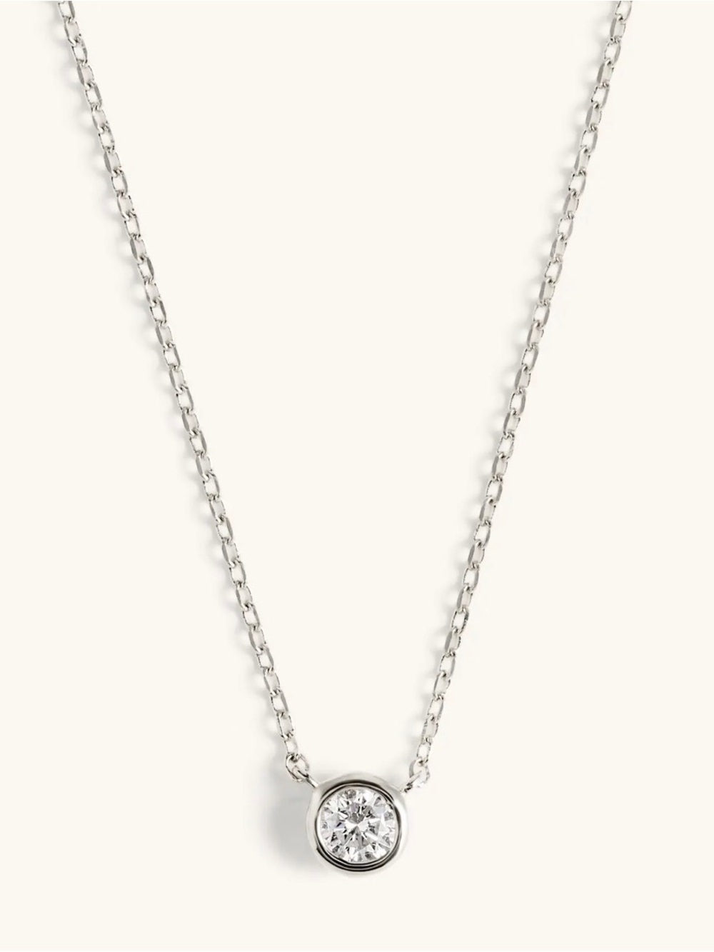 🍒3/$30 New Dainty Silver Bezel-Set Crystal Solitaire Necklace